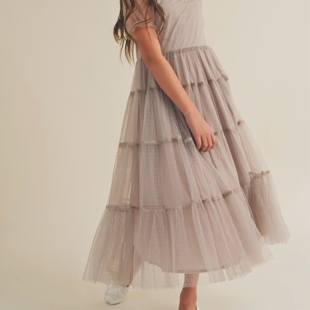 Chic Layered Latte Kids Dress